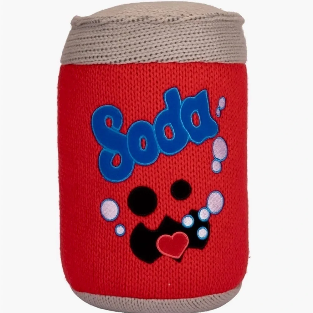 ❤️🆕💙 Fizzles The Red Crochet Hug-Worthy Soda Can Plush Pillow